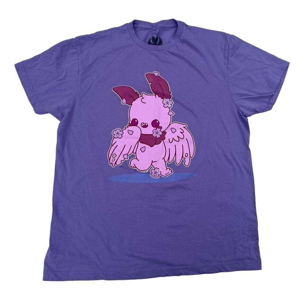 Bright Bat Design Purple Pink Cute Mothman T-shirt Size Large